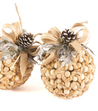 Estuche con 2 Piezas de Esferas Grandes de Yute con Cuentas de Madera Frosty Forest