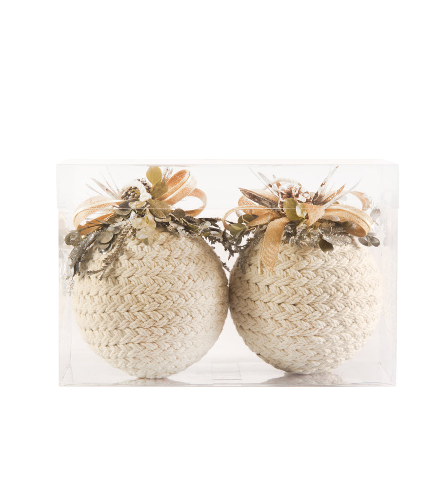 Estuche con 2 Piezas de Esferas Grandes de Algodón Trenzado Frosty Forest