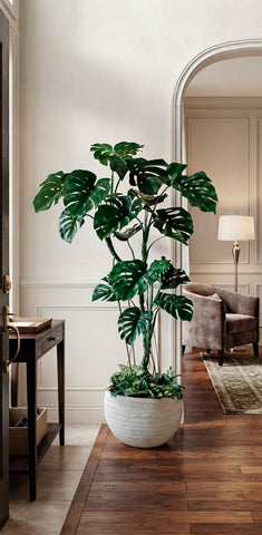 Planta Monstera con Nephthitis de 2 Mts Artificial en Bowl de Fibra de Arcilla