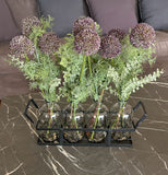 Set de 4 Botellas con Allium Artificiales en Base de Herrería con Agua Acrílica