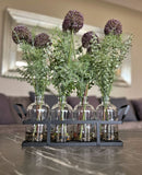 Set de 4 Botellas con Allium Artificiales en Base de Herrería con Agua Acrílica