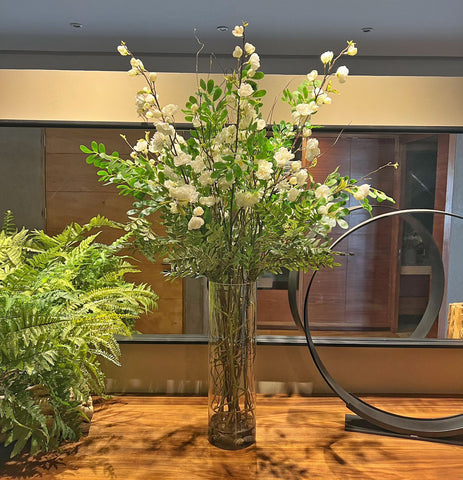  100 arreglos florales artificiales con jarrón, hierba