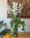 Orquideario Vanda Orchid Artificial en Florero de Vidrio con Agua Acrílica