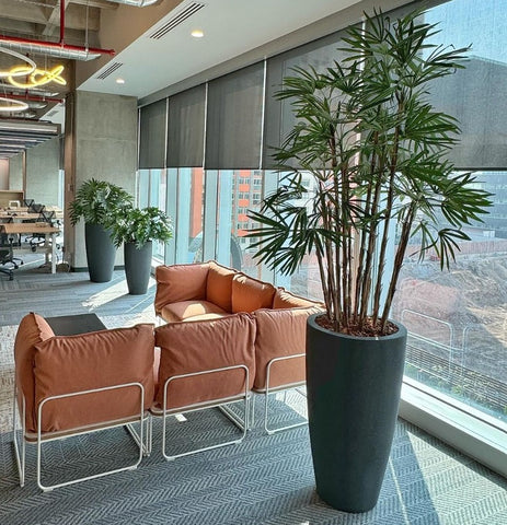 Planta Home Raphis Artificial en Jarrón Grande Fuente de Fibra de Vidrio