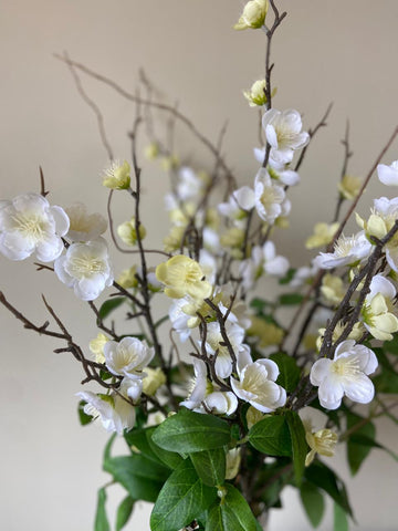 Arreglo Floral con Cherry Blossom Artificiales en Cilindo de Vidrio