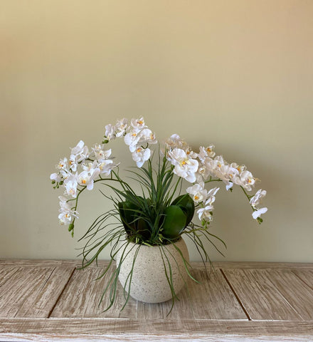 Orquideario con Mini Phalaenopsis Artificial en Base Cantera