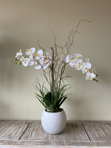 Orquideario con Dos Phalaenopsis Articial en Base Tipo Cantera