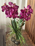 Orquideario 3/4 con Vanda Orchid Artificial en Base de Vidrio