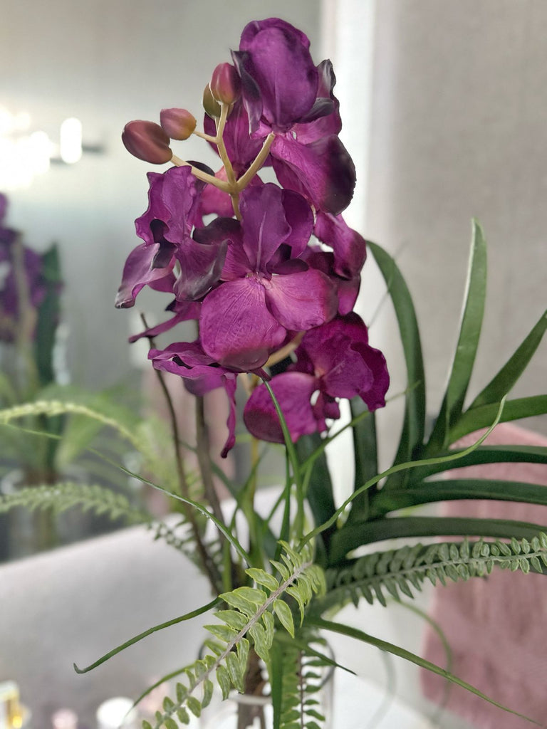 Orquideario con Vanda Orchid Artificial en Florero de Vidrio