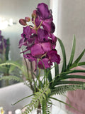 Orquideario con Vanda Orchid Artificial en Florero de Vidrio