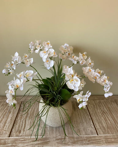 Orquideario con Mini Phalaenopsis Artificial en Base Cantera