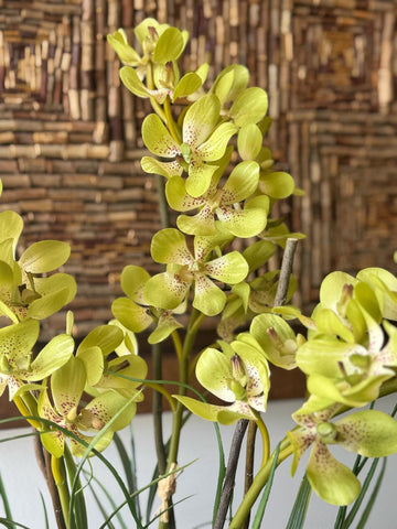 Orquideario con Vanda Orchid y Follajes Artificiales en Base Cantera