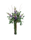 Arreglo Floral con Delphinium Artificial en Cilindro de Vidrio con Agua Acrílica