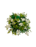 Centro de Mesa de Lilac Blanca con Follajes Artificiales en Base Cuadrada
