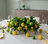 Centro de Mesa con Limones Combinados Hechos a Mano Pintados al Óleo en Base Tipo Cantera - Martha Sophia