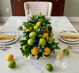 Centro de Mesa con Limones Combinados Hechos a Mano Pintados al Óleo en Base Tipo Cantera - Martha Sophia