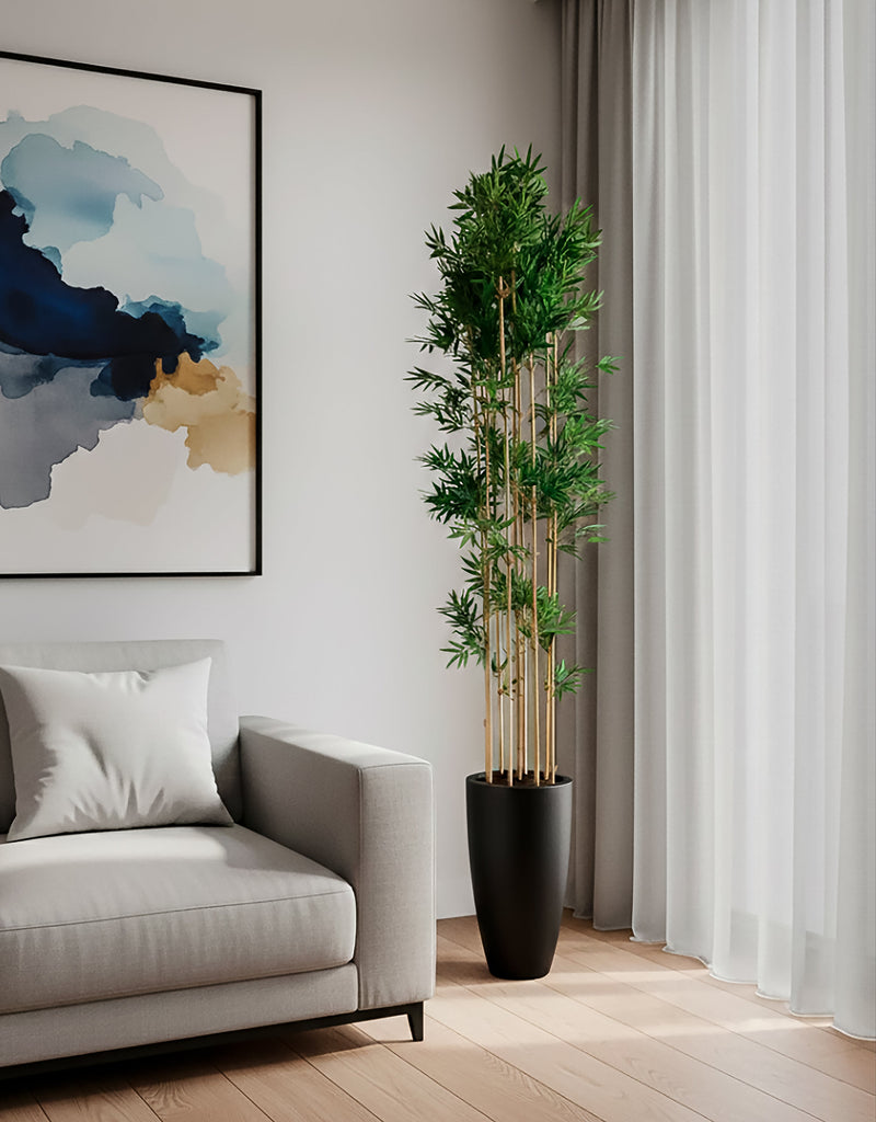 Bambú en Jarrón Chico Artificial Fuente de Fibra de Vidrio - Martha Sophia