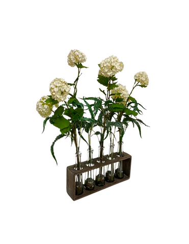Set de 5 Botellas con Snowball y Follajes Artificiales en Agua Acrílica