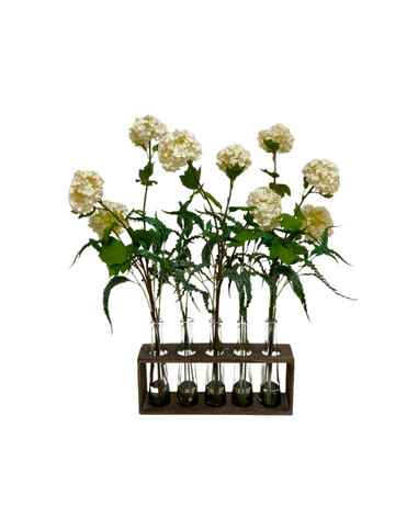 Set de 5 Botellas con Snowball y Follajes Artificiales en Agua Acrílica