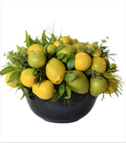 Centro de Mesa Redondo Grande Artificial con Limones Mixtos Hechos a Mano y Follajes