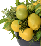 Centro de Mesa Redondo Grande Artificial con Limones Mixtos Hechos a Mano y Follajes