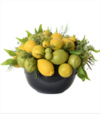 Centro de Mesa Redondo Grande Artificial con Limones Mixtos Hechos a Mano y Follajes