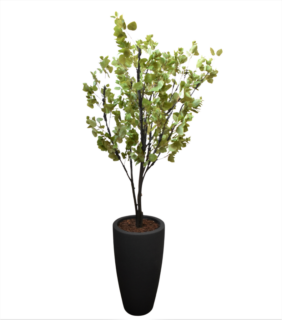 Planta Cotinus Doble 2.80 mts de Altura en Jarrón Fuente Fibra de Vidrio